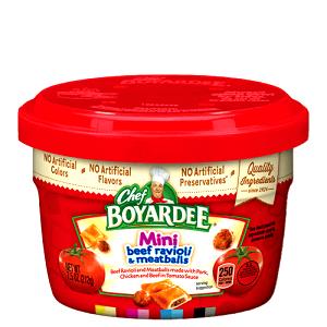 1 cup (250 g) Mini Beef Ravioli with Meatballs in Tomato Sauce