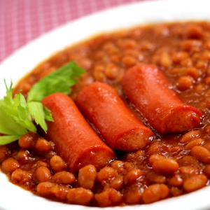 1 Cup Baked Bean W/Franks, Canned