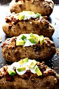 1 Cup Baked Potato Stuffed with Chili (Peel Not Eaten)