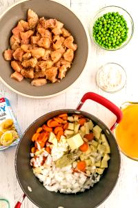 1 Cup Chicken or Turkey, Dumplings and Vegetables in Gravy (Including Carrots, Broccoli, and/or Dark Green Leafy, Mixture)