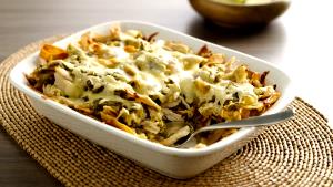 1 Cup Chilaquiles, Tortilla Casserole with Salsa and Cheese