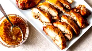 1 Cup Cooked, Diced Chicken or Turkey with Barbecue Sauce (Skin Not Eaten)