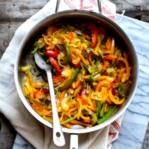 1 Cup Cooked Green Peppers and Onions (Fat Added in Cooking)