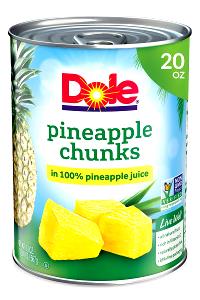 1 Cup Crushed, Sliced, Or Chunks Pineapple Unsweetened in Water Pack (Cooked or Canned)
