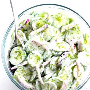 1 Cup Cucumber Salad with Creamy Dressing