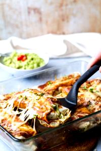 1 Cup Enchilada with Beef and Beans