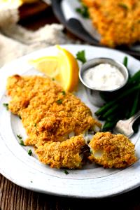 1 Cup Flaked Baked Breaded or Battered Flounder