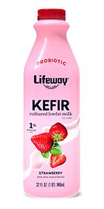 1 Cup Kefir, Low Fat, Strawberry