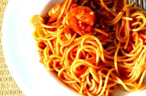 1 Cup Meatless Whole Wheat Spaghetti Noodles with Tomato Sauce