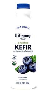 1 Cup Organic Kefir, Low Fat, Blueberry