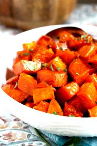 1 Cup Pieces Canned Sweetpotato in Syrup (Fat Added in Cooking)