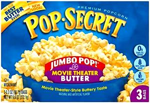 1 Cup Popcorn, Jumbo Pop Movie Theater Butter, Popped