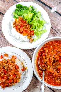 1 Cup Pork, Rice and Vegetables in Tomato-Based Sauce (Mixture)