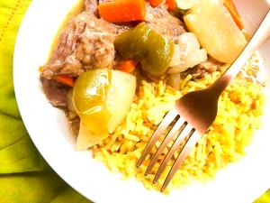 1 Cup Potato From Puerto Rican Style Stuffed Pot Roast with Gravy