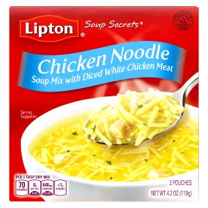 1 cup prepared (20 g) Soup Secrets - Chicken Noodle with Diced White Chicken Meat Soup Mix