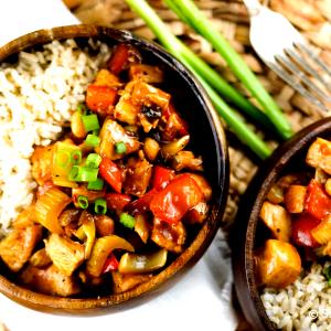1 cup prepared (65 g) Kung Pao Chicken