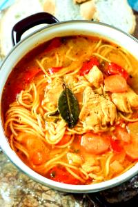 1 Cup Puerto Rican Style Chicken Soup with Noodles and Potatoes