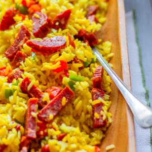1 Cup Puerto Rican Style Rice with Spanish Sausage