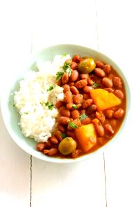 1 Cup Puerto Rican Style Rice with Stewed Beans