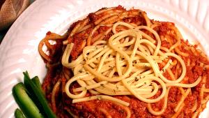 1 Cup Puerto Rican Style Spaghetti with Corned Beef