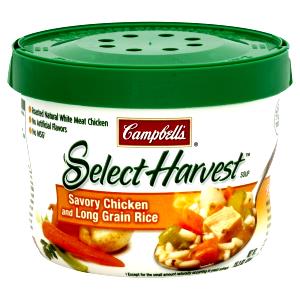 1 Cup Select Harvest, Savory Chicken & Long Grain Rice Soup, Microwavable Bowl