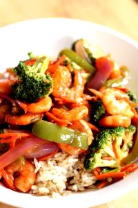 1 Cup Shrimp and Vegetables in Soy-Based Sauce (Including Carrots, Broccoli, and/or Dark-Green Leafy, No Potatoes, Mixture)
