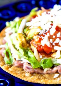 1 Cup Taco or Tostada with Beans, Cheese, Meat, Lettuce, Tomato and Salsa