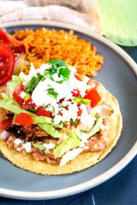 1 Cup Taco or Tostada with Chicken or Turkey, Lettuce, Tomato and Salsa