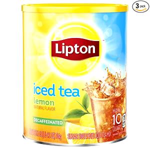 1 Cup Tea (Lemon Flavored, Without Added Ascorbic Acid, Instant Powder, Decaffeinated, Sweetened with Sugar)