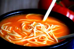 1 Cup Tomato Noodle Soup (Prepared with Water)