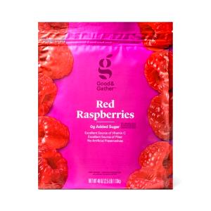 1 Cup Unthawed Red Raspberries (Sweetened, Frozen)