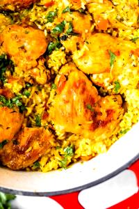 1 Cup, With Bone (yield After Bone Removed) Puerto Rican Style Rice with Chicken (Arroz Con Pollo)
