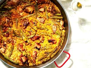 1 Cup, With Bone (yield After Bone Removed) Valenciana Style Paella with Meat (Paella Valenciana)