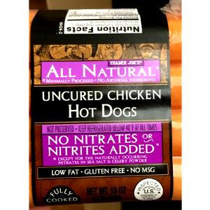 1 dog (56 g) All Natural Uncured Chicken Hot Dogs