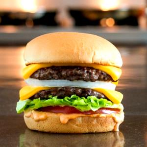 1 Double Hamburger Double Hamburger with Mayonnaise or Salad Dressing on Bun