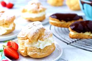 1 Eclair (5" X 2" X 1-3/4") Cream Puffs (Includes Eclair)