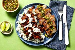 1 entree (573 g) Pork Chops with Zesty Green Onion Salsa