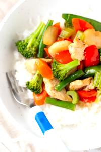 1 Entree (9.1 Oz) Chicken and Vegetables Au Gratin with Rice-Vegetable Mixture (Diet Frozen Entree)