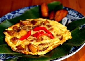 1 Extra Large Puerto Rican Style Ripe Plantain Omelet (Tortilla De Amarillo)