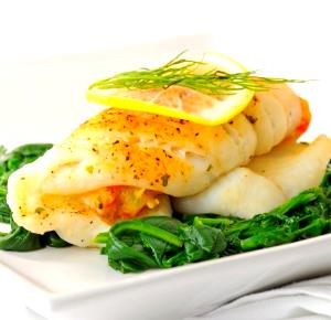 1 fillet (128 g) Sole Fillets Stuffed with Scallops & Crabmeat