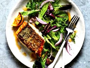 1 Fillet Striped Bass (Fish) (Cooked, Dry Heat)