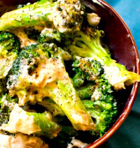 1 Floweret Cooked Broccoli with Cream Sauce