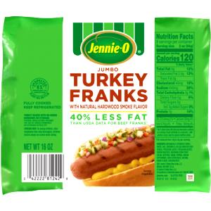 1 frank (56 g) Jumbo Turkey Franks with Natural Smoke Flavoring