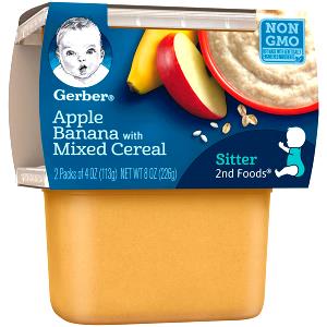 1 Gerber Second Foods Jar Serving (4 Oz) Baby Food Jarred Mixed Cereal with Applesauce and Bananas