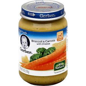 1 Gerber Third Foods Jar Serving (6 Oz) Baby Food Junior Carrots and Cheese Broccoli