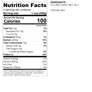 1 Guideline Amount Per Cup Cold Cereal 1% Fat Buttermilk