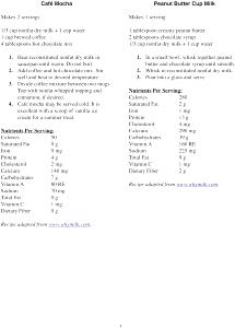 1 Guideline Amount Per Cup Cold Cereal Dry Milk (Reconstituted)