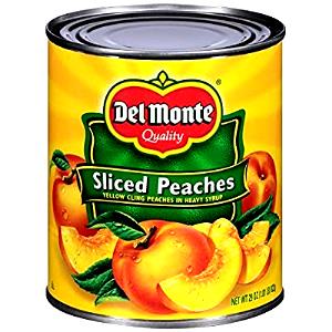 1 Half, With Liquid Peaches (Solids and Liquids, Heavy Syrup Pack, Canned)