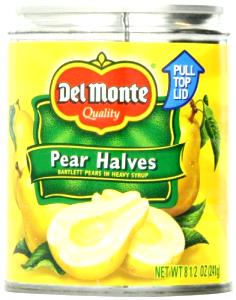 1 Half With Liquid Pear Unsweetened in Water Pack (Cooked or Canned)