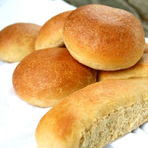1 Hamburger, Hot Dog Bun, Or Large Toasted 100% Whole Wheat Roll (Home Recipe or Bakery)